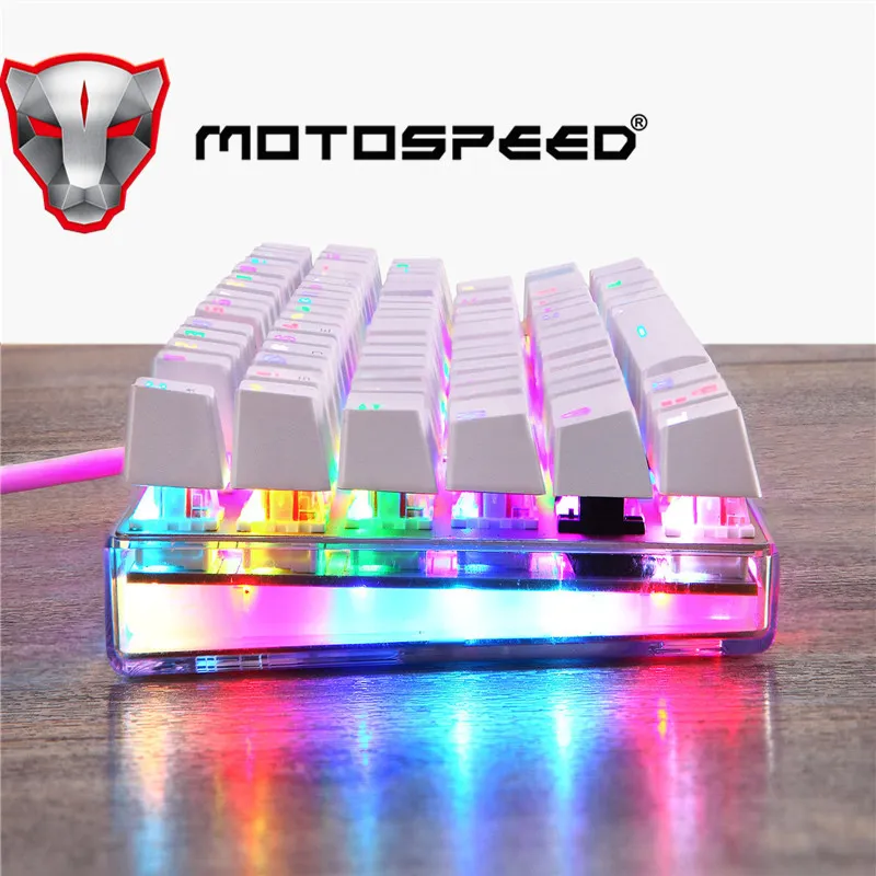 Motospeed K87S ABS USB2.0 Kablolu Mekanik Klavye LED RGB Arka Işık Mavi Anahtarı Masaüstü Rus Gamer Beyaz 1.8 M Bağlama