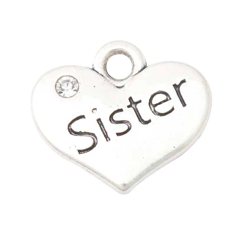 Rainxtar Fashion Serce Alloy Sister Family Message Charms 