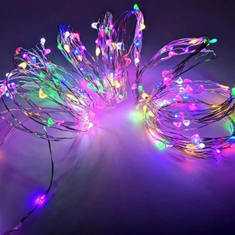 Stringhe Luci a stringa LED a energia solare impermeabili giardino esterno Festa di nozze 100 200 Pannello LED 8 modalità Fairy273S