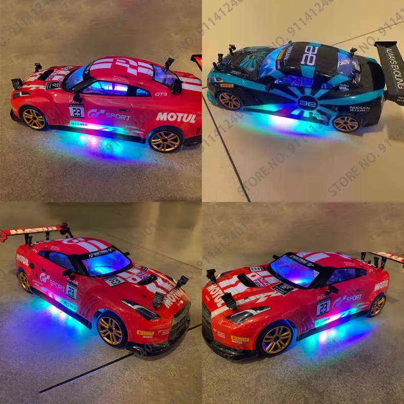 1/18 Four-wheel Drive Toy Car RC Professional Adult Drift Model High-speed Charging Children Remote Control GTR Racing 220125