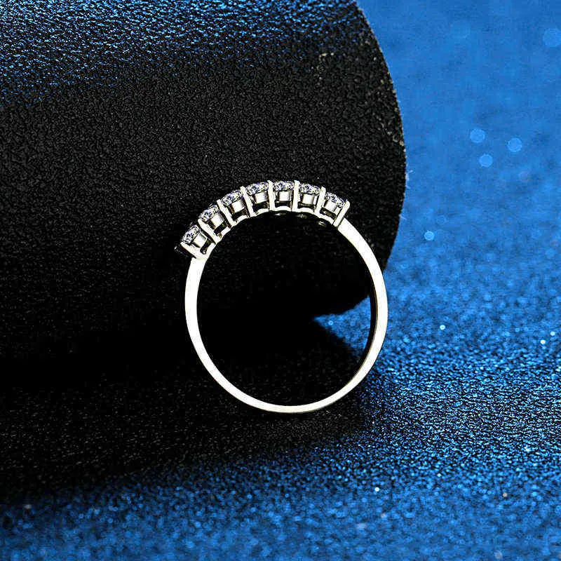 0.7CT D Цветовое взаимодействие кольцо VVS алмазное половина свадебной полосы твердого стерлингового серебра обещание юбилейные кольца 2111217