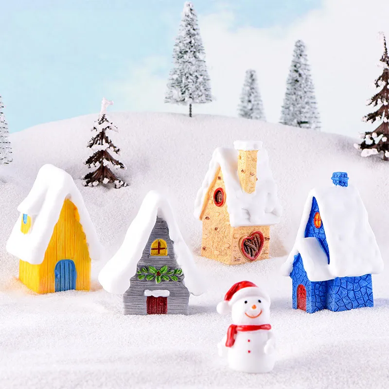 Mini Noël décorer Snow Santa House Figurines Fairy Garden Miniatures Landscape