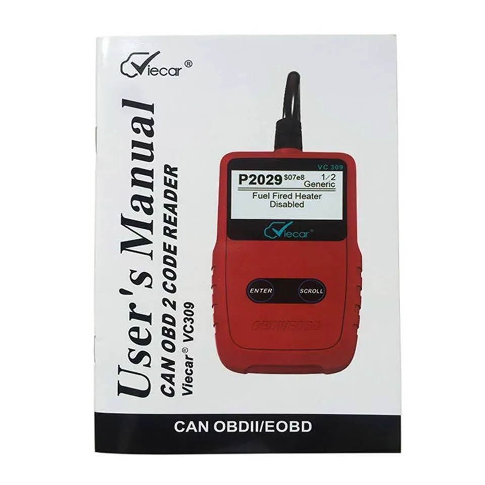 Le plus récent Scanner portable Elm327 Obd2 VC309 Cra outils de Diagnostic VC 309 ELM 327 EOBD CAN-BUS problème ObdII outils de Diagnostic automatique