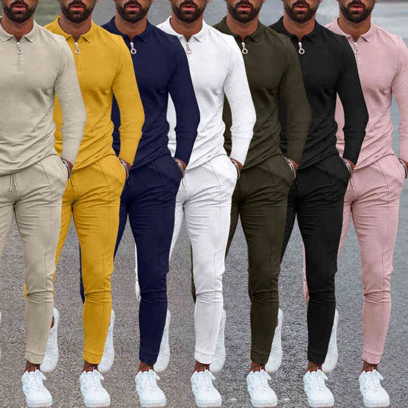 vendite calde autunno 2021 abbigliamento sportivo da palestra in due pezzi set di pantaloni jogger personalizzati moda tuta da uomo H1120