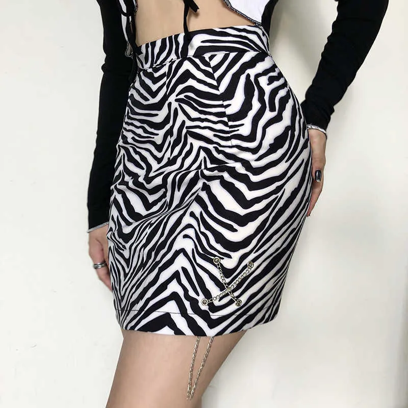 Zèbre imprimé y2k mini jupes pour femmes sexy maigre style coréen jupe trapèze élégante esthétique des années 90 jupes courtes Cuteandpscho Y0824