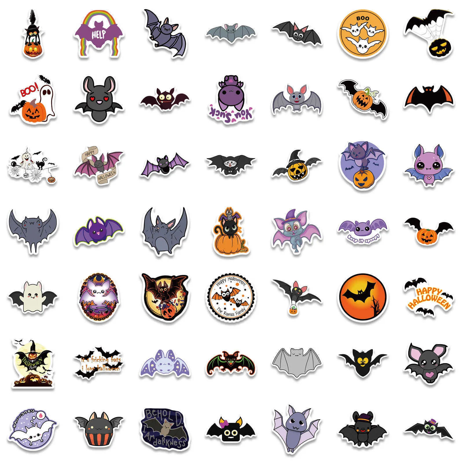 1050100 Stuks Vleermuis Halloween Horror Chiroptera Graffiti Stickers Diy Waterdichte Koffer Notebook Scooter Koelkast Stickers Car9541935