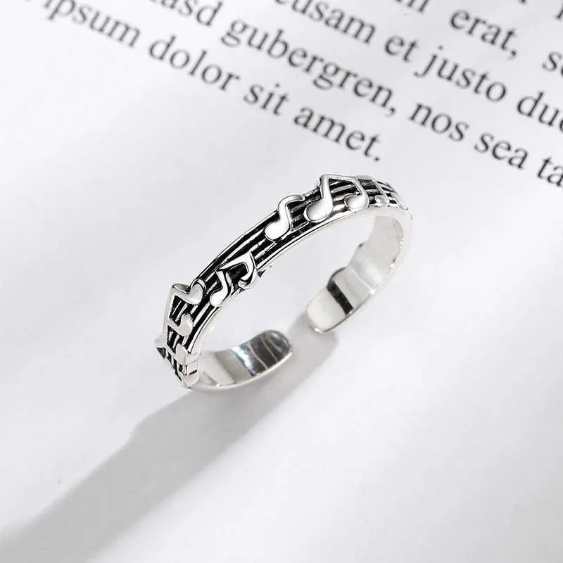 Koreański Styl Prawdziwe Posrebrzane Pierścienie Dla Kobiet Nobitny Rozmiar Luksusowy Muzyka Pracownicy Zespoły Fine Jewelry Charm Gifts X0715