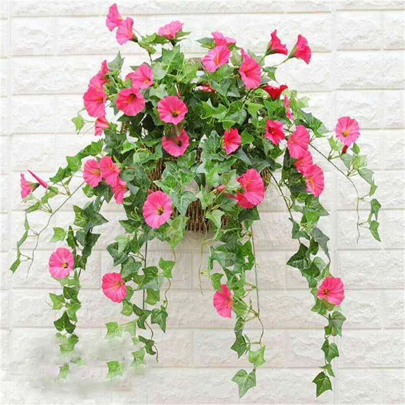 65Cm Hanging Basket Artificial Morning Glory Flower Pots Decorative Manma Petunia Orchid Flowers Home Decor Wedding Decoration 211108