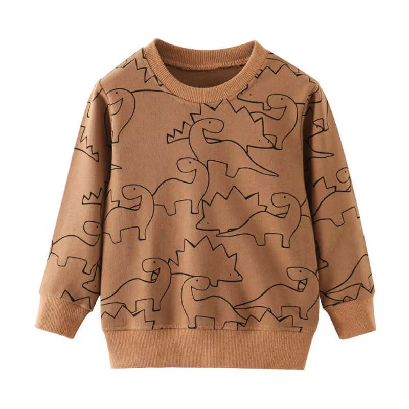 Springende Meter Jungen Mädchen Sweatshirts Winter Herbst Baby Kleidung mit Cartoon-Figuren Kinder Baumwolle Burgen Hemden Tops 210529