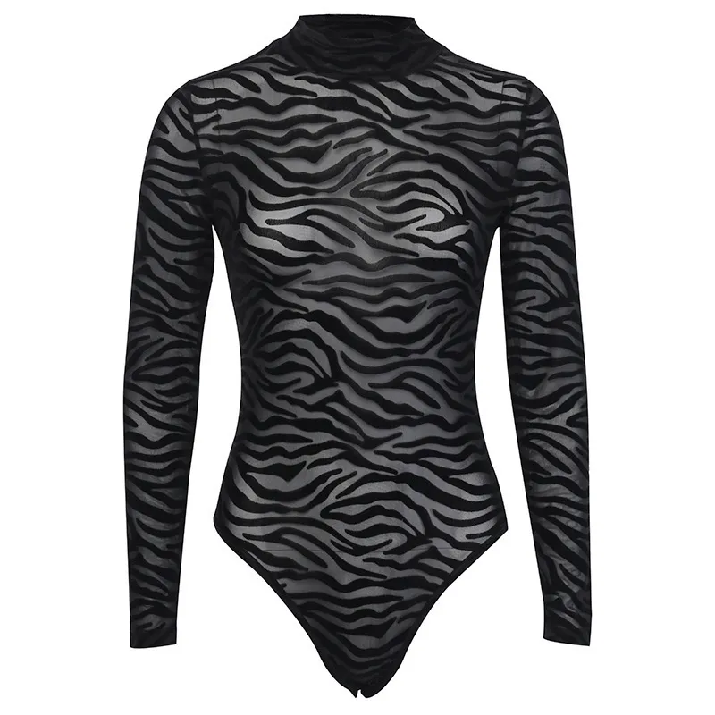 Ezgaga damskie kombinezon romper bodycon body nieregularne w paski ciemne gotyckie kobiety ubrania z długim rękawem sexy skinny moda 210430