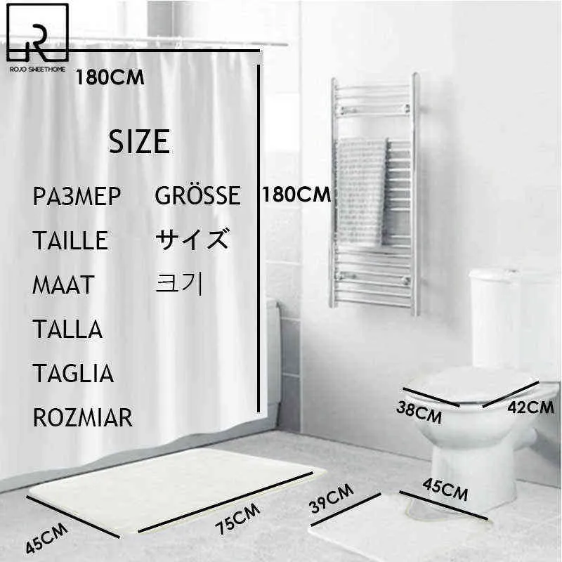 Festival di Natale Tende da doccia con 12 ganci 1/3 / Tenda da bagno Tappetino da bagno Set Tappeto da toilette antiscivolo Modern Home Decor 211116