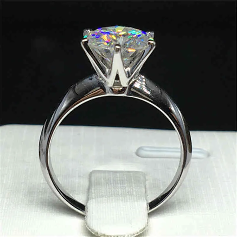 Z stratą z certyfikatem Oryginalne 18 -karatowe białe złoto luksus 2 0CT Lab Diamond Wedding Pround Women Silver 925 Pierścień LR168289R