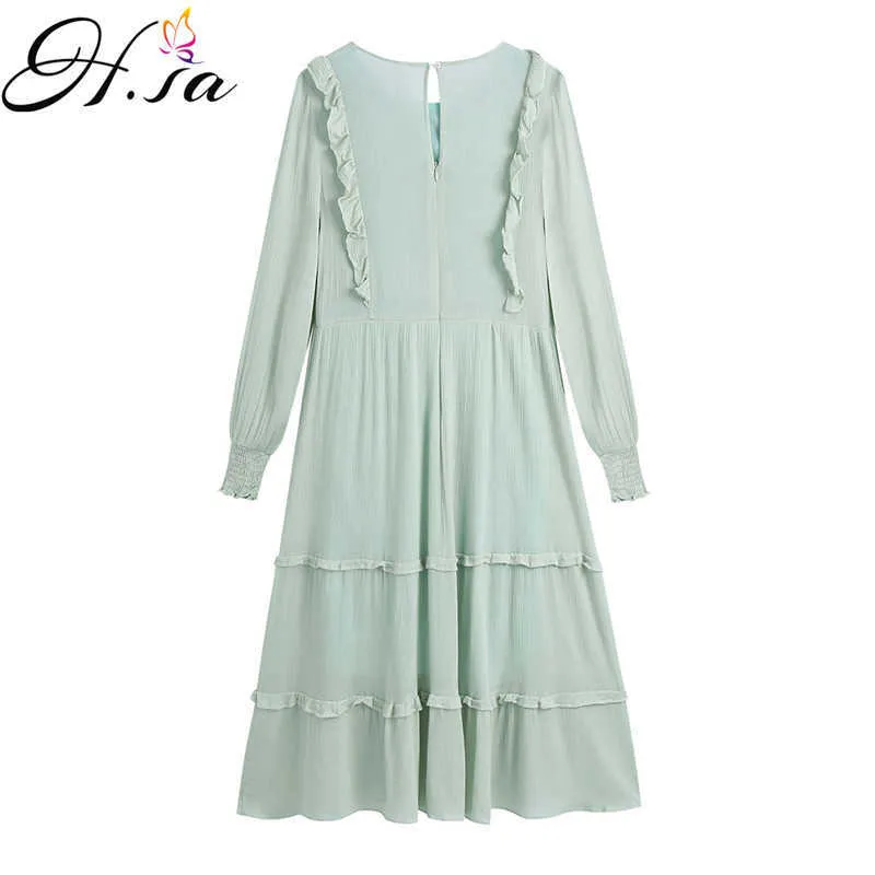 Hsa Fleur Robe Femmes Floral Broderie En Mousseline De Soie Vêtements Maxi Robes Plage Élégant D'été Coréen À Manches Longues Robes De Mujer 210716