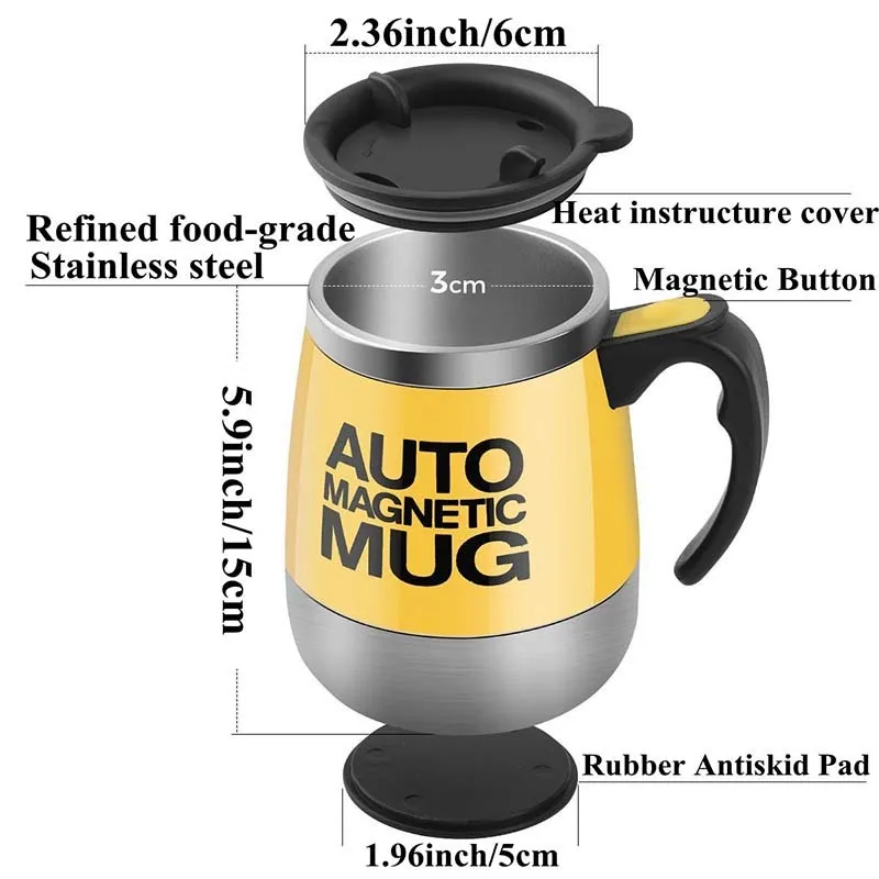 450ml automatique électrique paresseux auto-agitation tasse café lait mélange tasse thé en acier inoxydable mélange tasse 210423