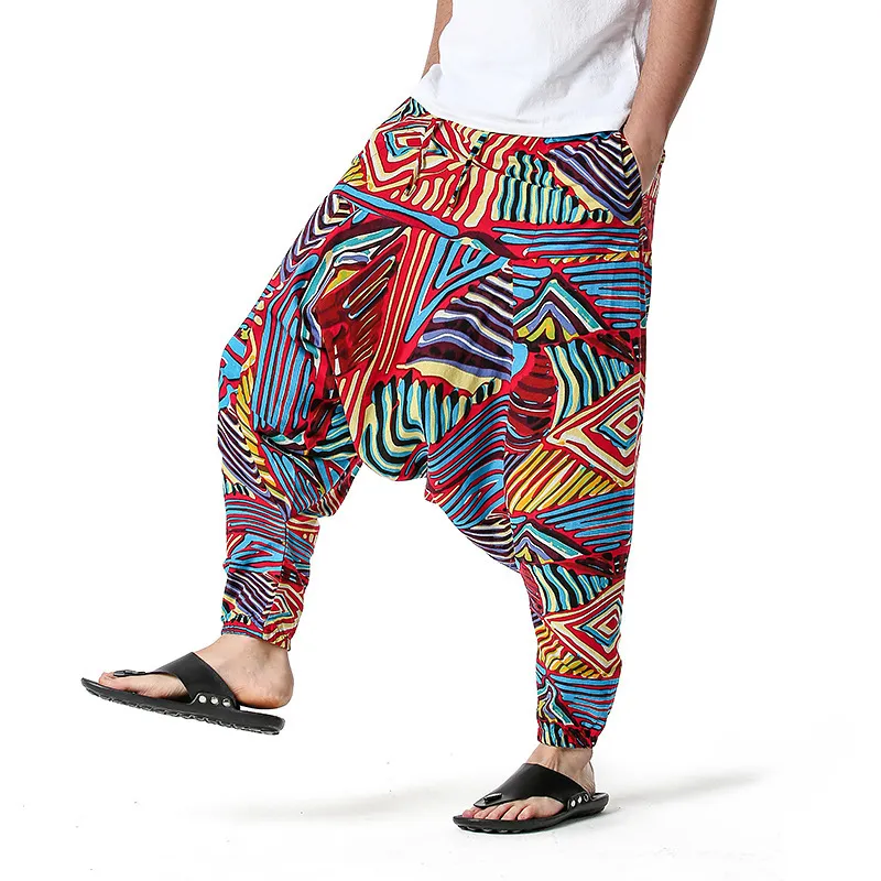 Hippie da uomo Baggy Boho Yoga Harem Pants Vertigini Modello africano Stampa Genie Pantaloni della tuta Cotone Casual Hip Hop Pantaloni Ankara 210522