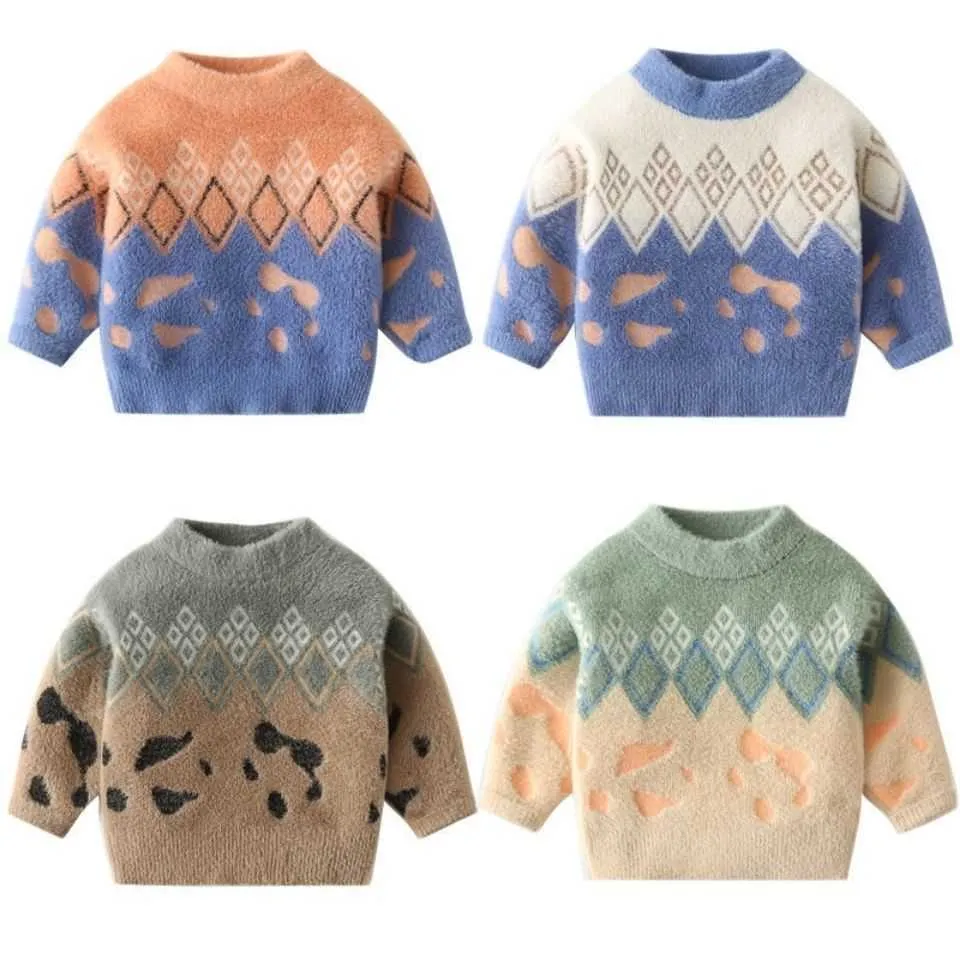 2021 Höst Vinter Baby Boys Sweaters Coat Kids Knitting Pullovers Tops Toddler Boys Girls Cartoon Långärmad Varm Kläder Y1024