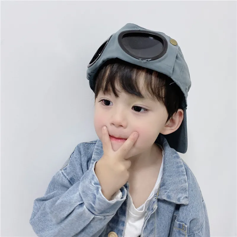 Spring children's glasses hat Pilot Sunglasses baseball cap boys and girls personality baby cap