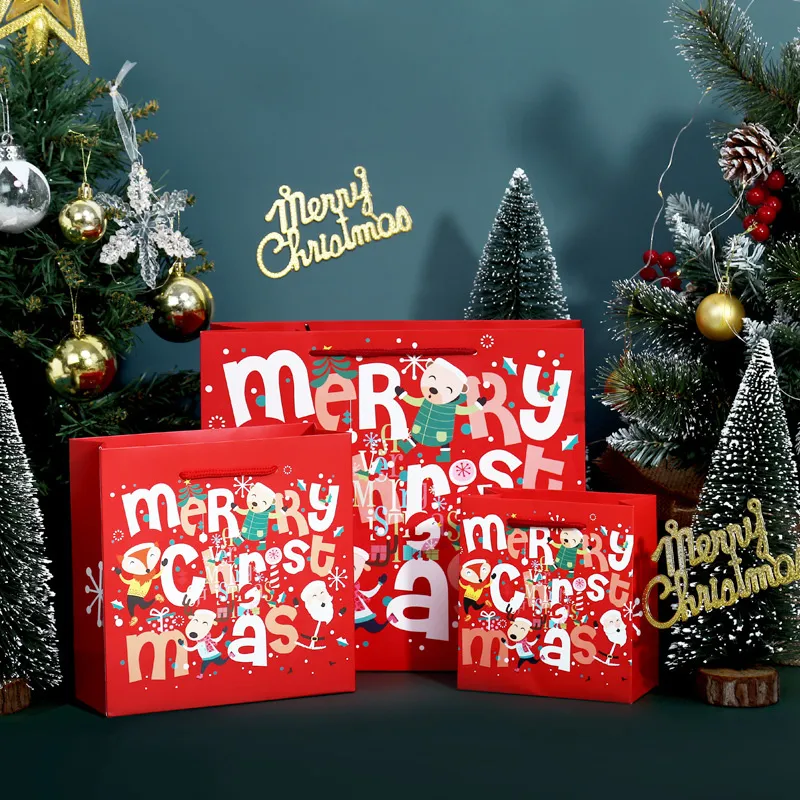 Joyeux Noël enveloppe en papier en papier sac de Noël emballage arbre de neige boîte de bonbons flocons