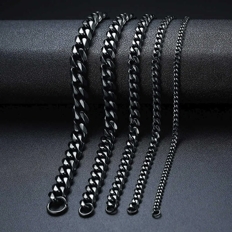 Modyle novo punk vintage curb chain pulseira moda preto ouro prata cor pulseiras de aço inoxidável para homens mulher x07063003