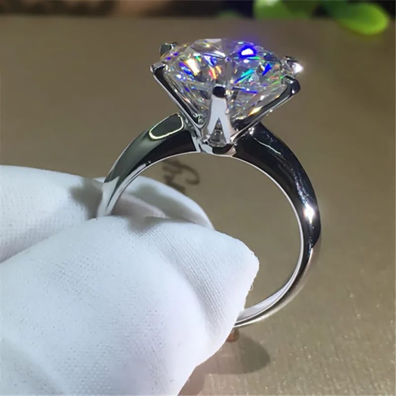 Luxo 2 ct brilhante CZ anéis de diamante anel de casamento de noiva 100% 925 prata cheia de joias finas do presente R017348a