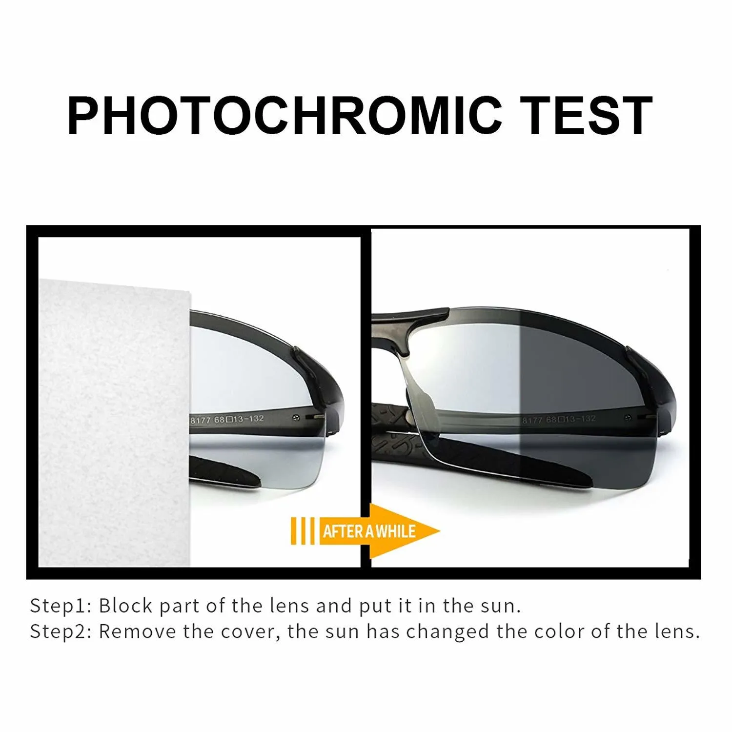 2019 Pochromic Polarized Semi-Rimless Sunglasses Driver Rider Sports Goggle Chameleon Change color Glasses Men Women 8177