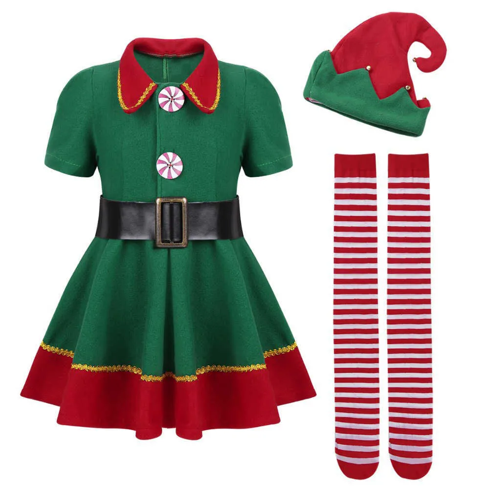 Halloween Jongens Meisjes Kid Kostuum Kinderen Elf Santa Claus Kleding Ouder-Kind Sets Volwassen Rood Groen Kerstmiskleding Q0910