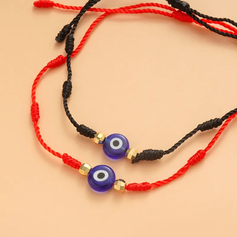 7-knot Red Rope Bracelet, 2-piece Devil Eye Woven Couple Card Bracelet