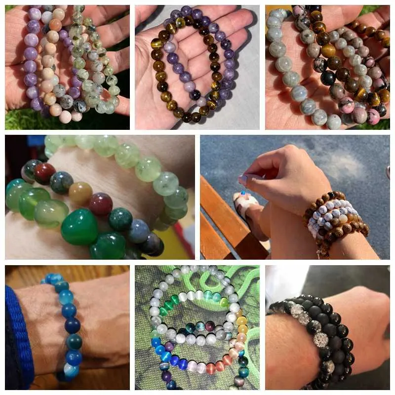 Bracelets pour hommes, énergie de guérison naturelle, œil de tigre, poli, perles de Lapis Lazuli, 8 Mm, élastique, bijoux pour femmes