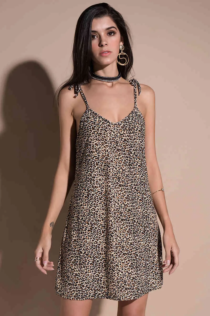 Letnia sukienka Drukuj Leopard Kobiety Sexy V Collar Vestidos de Verano Elegansy 4069 50 210506