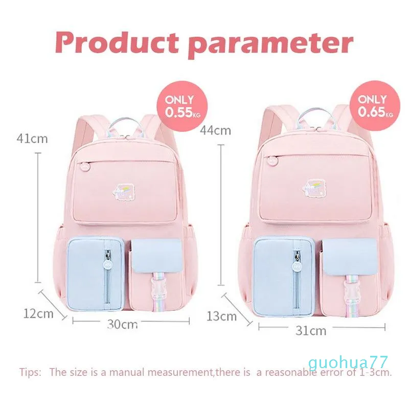 Designer-School Bags Korean Fashion Rainbow Shoulder Strap Bag For Teenagers Girls Children's Waterproof Backpacks Kids Schoo171H