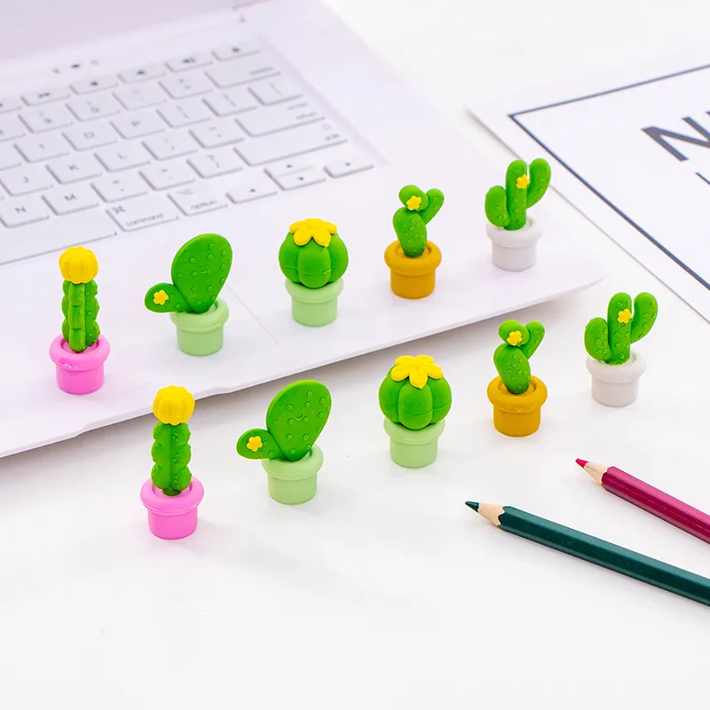 150 pezzi Gomma da cancellare Kawaii Cactus bambini Accessori ufficio Articoli di novità Forniture di cancelleria Gomme matita carine ragazze Premi