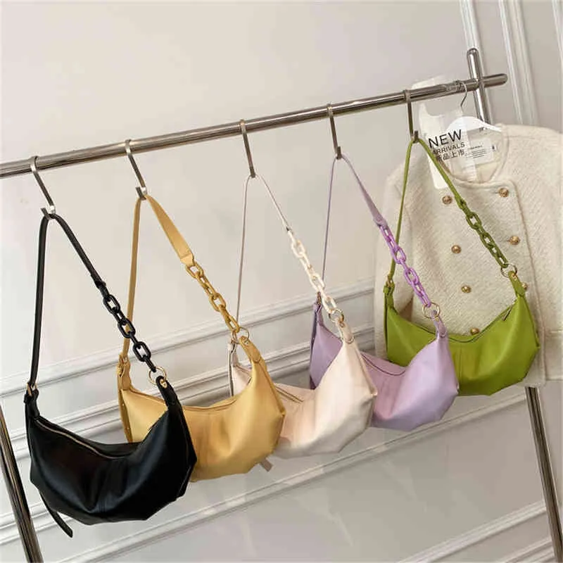 Bonbons couleur femmes sac demi-lune grande capacité Hobos sacs à main et sacs à main luxe en cuir souple épaule sacs à bandoulière pour Wo213j