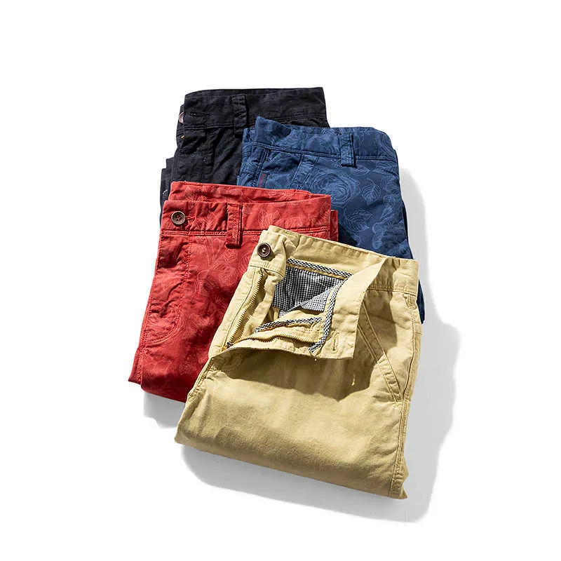 Spring Men Cotton Print 's Shorts Clothing Summer Casual Breeches Bermuda Fashion Jeans For Beach Pants Short 210712