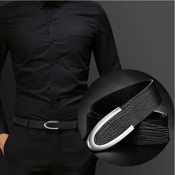 Masculino couro moda personalidade jovem negócios lazer cinto de meia idade fivela suave a21231h