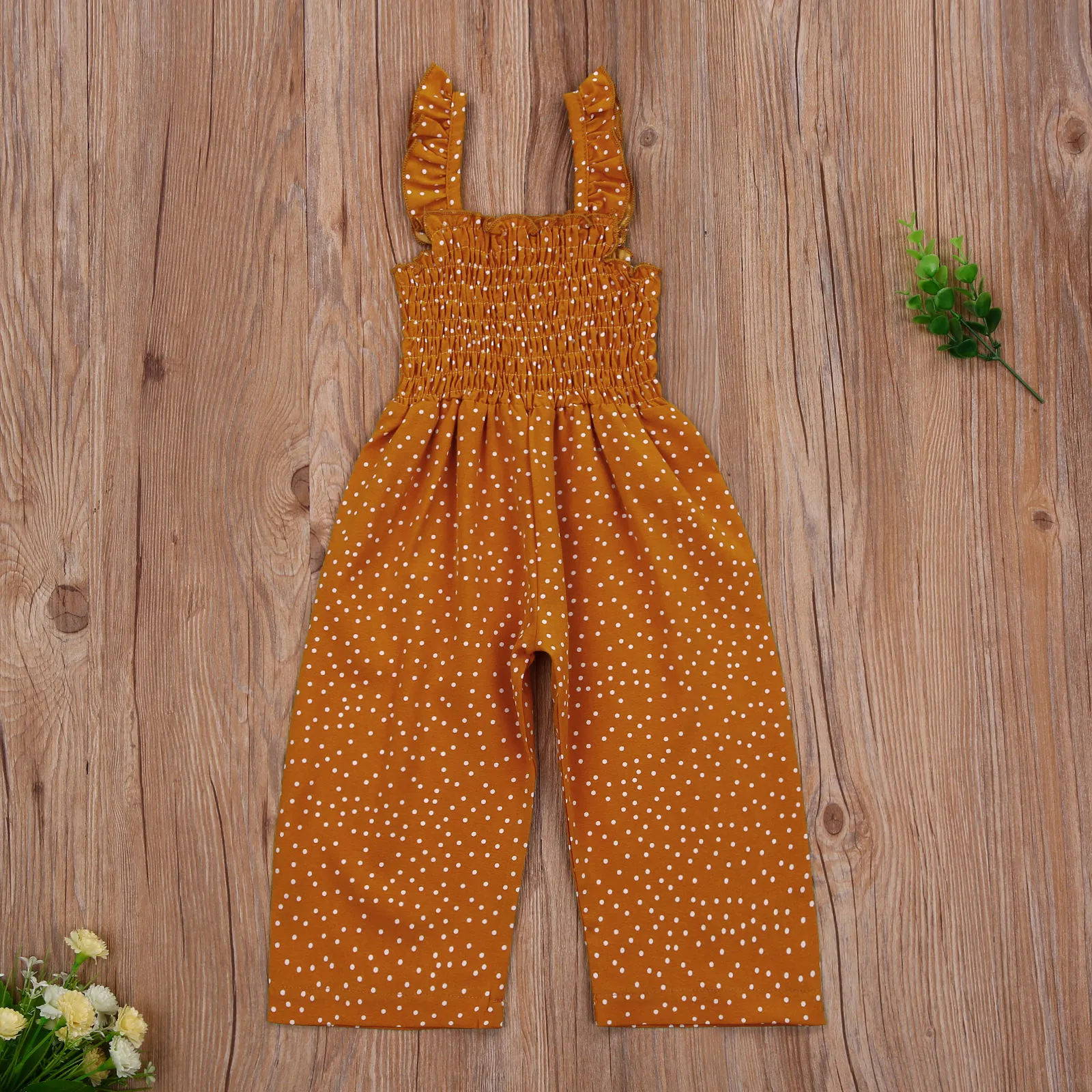 1-6Y Summer Toddler Kid Child Girl Flower Jumpsuit Ärmlös Ruffles Romper Playsuit Overaller Tjejer Kläder 210515