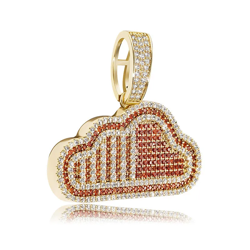 Two Tone Plated Iced Out Full Zircon Cloud Pendant Necklace Rope Chain Mens Hip Hop Jewelry Gift209K