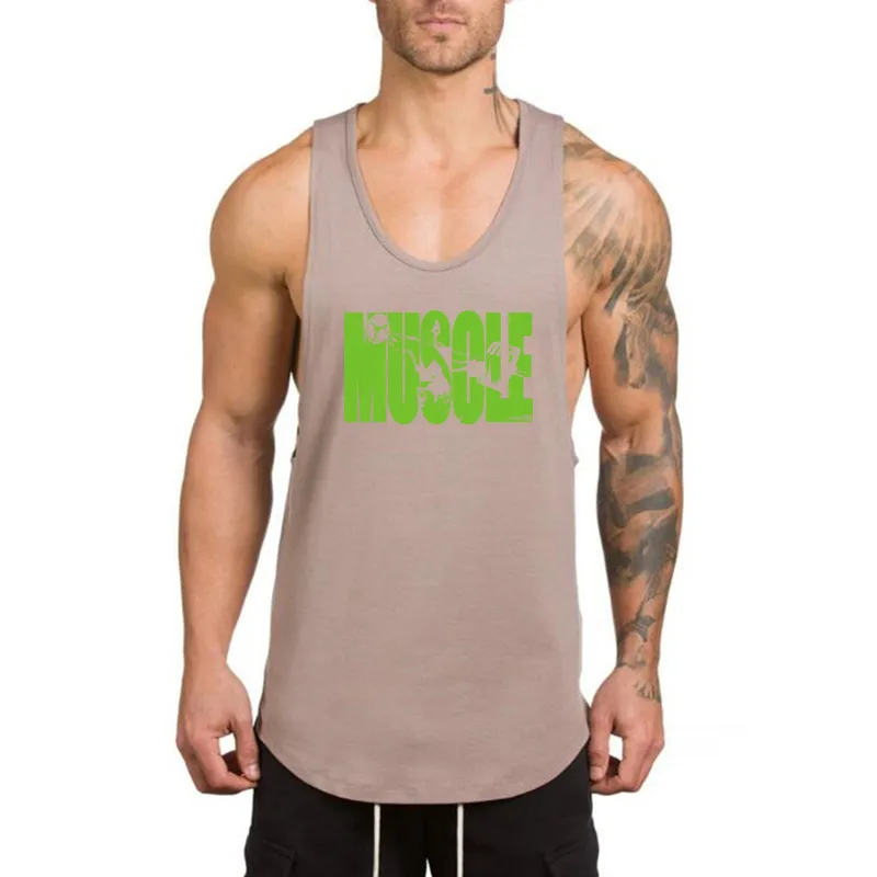 Marque Vêtements Fitness Débardeur Hommes Sexy Bodybuilding Stringer Vert Muscle Chemise D'entraînement Gilet Gymnases Sans Manches Maillot 210421