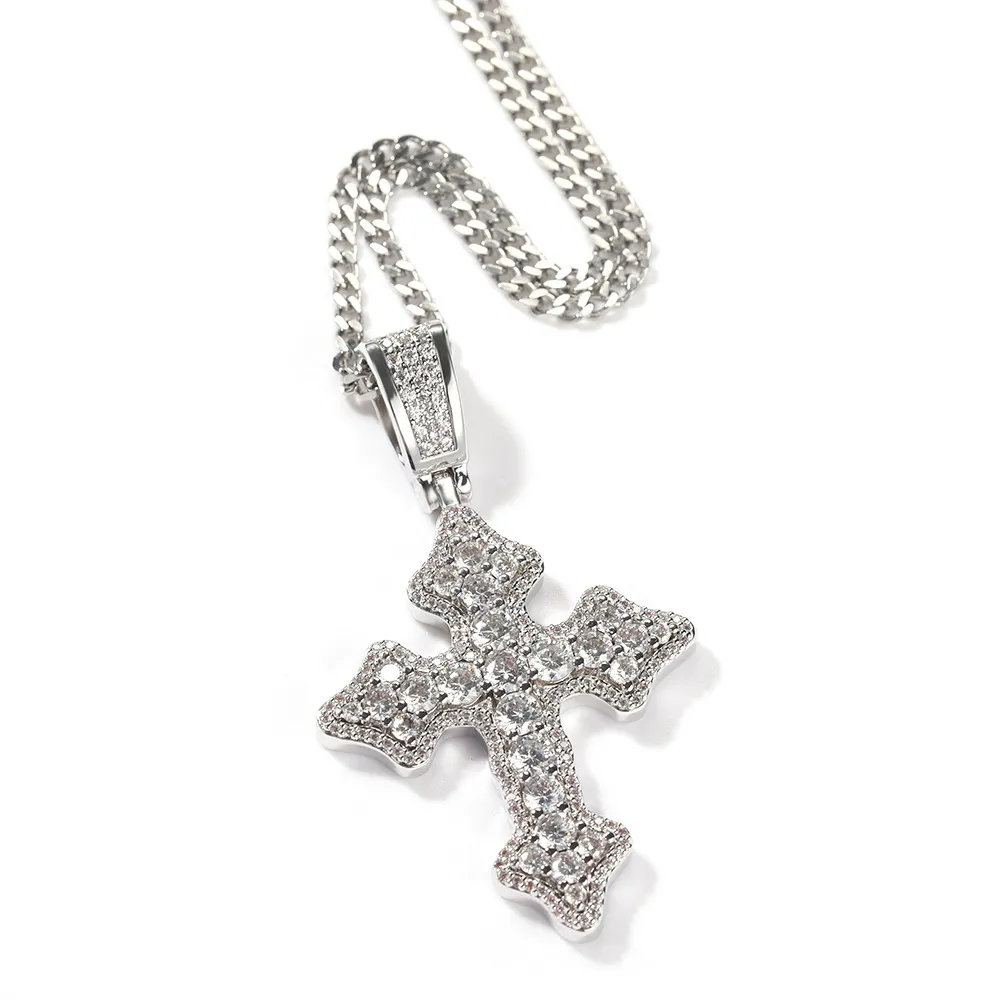 Vintage Cross Necklace Fashion Mens Gold Necklace Hip Hop Iced Out Pendant Halsband smycken