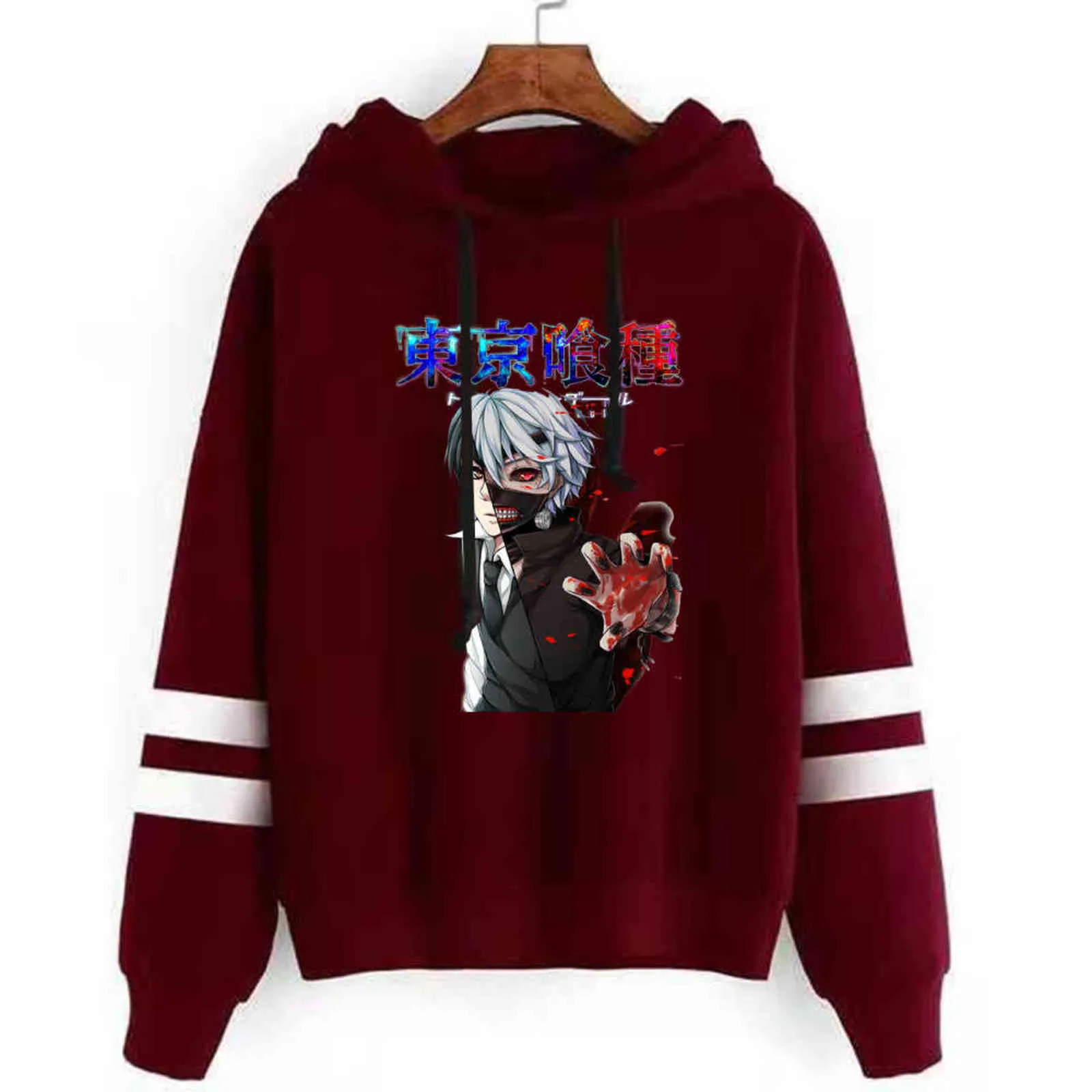 Kaneki Ken Hoodie Langarm Tokyo Ghoul Sweatshirt Pullover Tops Unisex Y211118