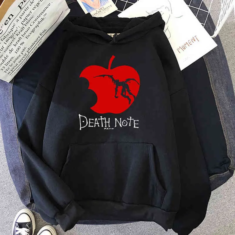 Japoński Anime Death Note Bluza Bluza Mężczyźni Polar Bluza Sudadera Ryuk Shinigami Kapturem Harajuku Kawaii Sportswear Manga Bluzy 211231