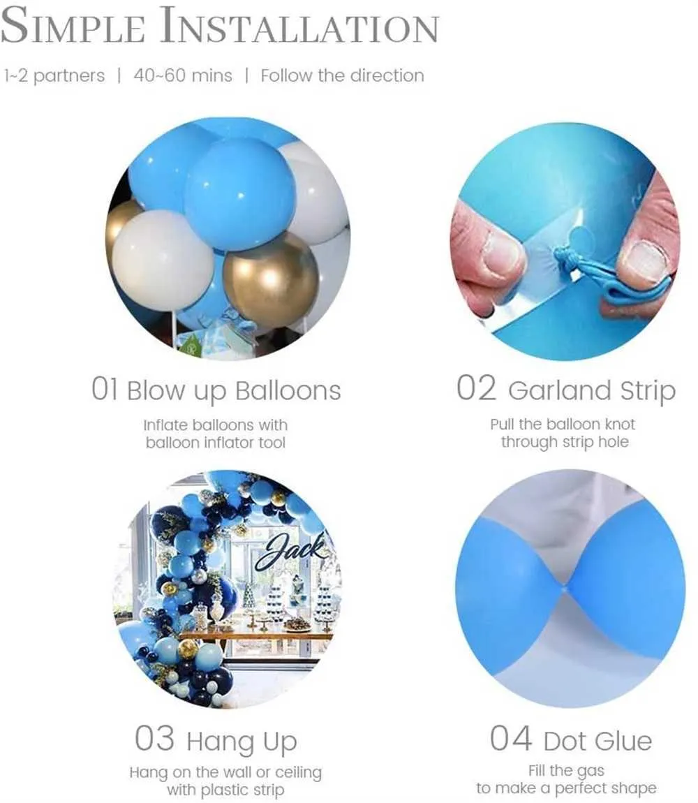 Guirnalda de globos azul real, Kit de arco de látex azul de 121 Uds., globos de confeti para Baby Shower, boda, decoraciones para fiesta de cumpleaños 210626