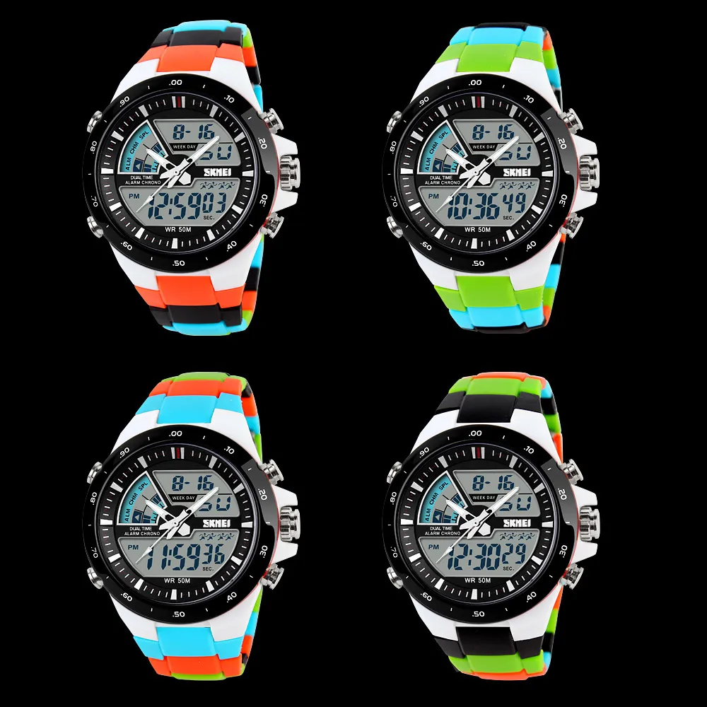 SKMEI Sporthorloge Heren Leger Duik Casual Wekker Analoog Waterdicht Militair Chrono Dual Display Horloges Relogio Masculino X273x