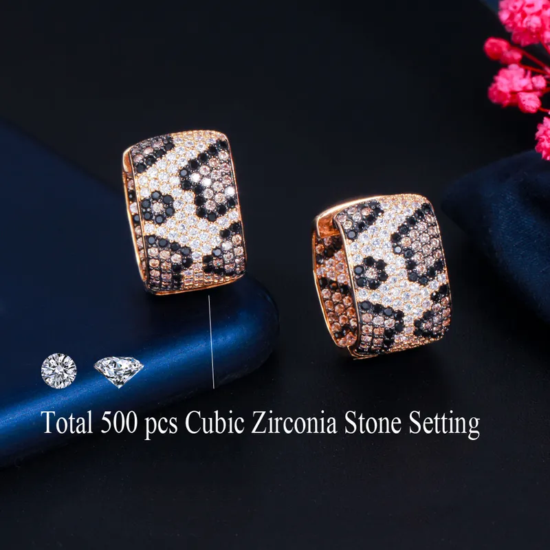 CWWZIRCONS Mode Luxe Vierkante Kubieke Zirkoon Leopard Oorbellen Voor Vrouwen Bruiloft Party Exquisite Sieraden Gift CZ872 220214