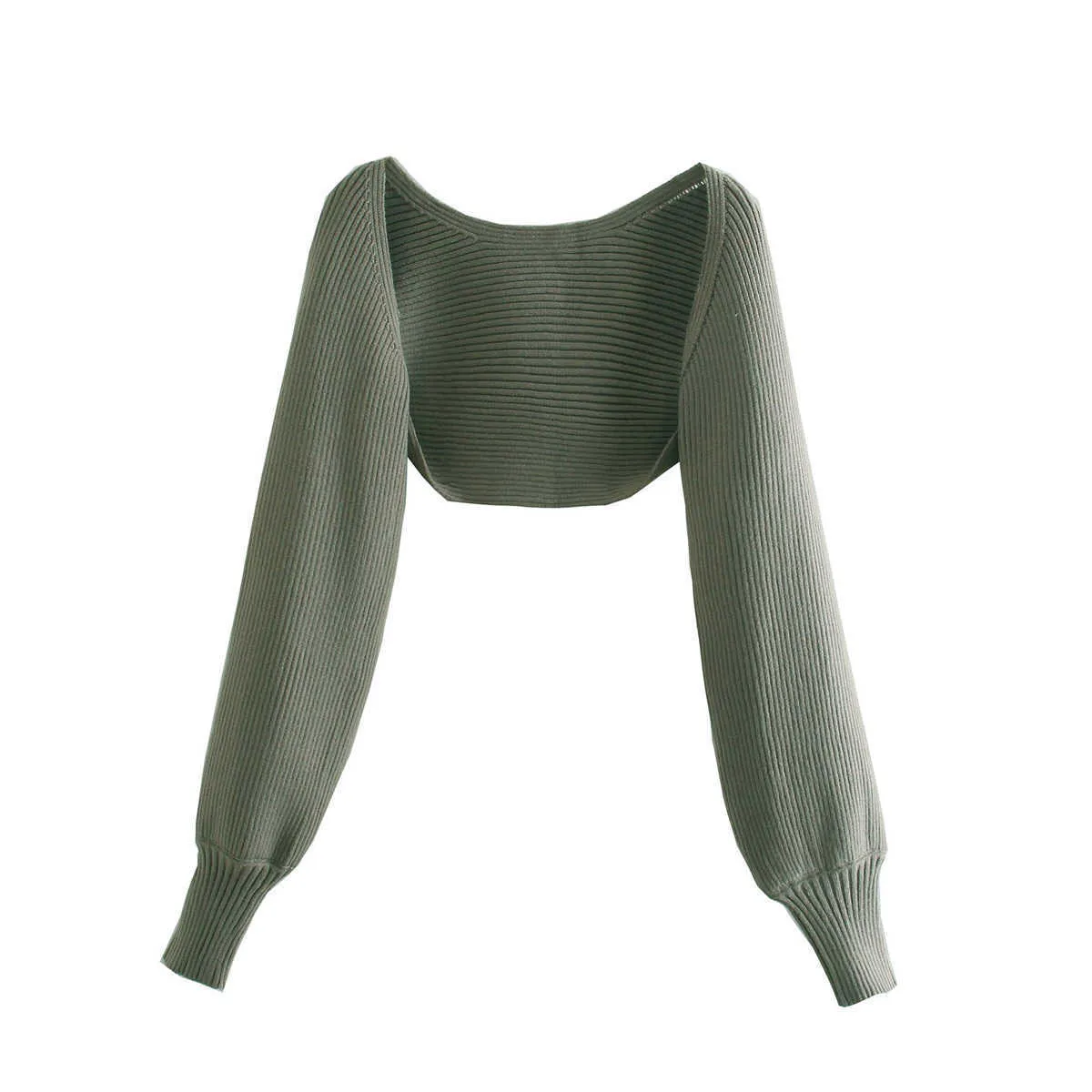 Scaldabraccia da donna in maglia a maniche lunghe, maglione corto, moda casual, chic, sexy, top in maglia 210709