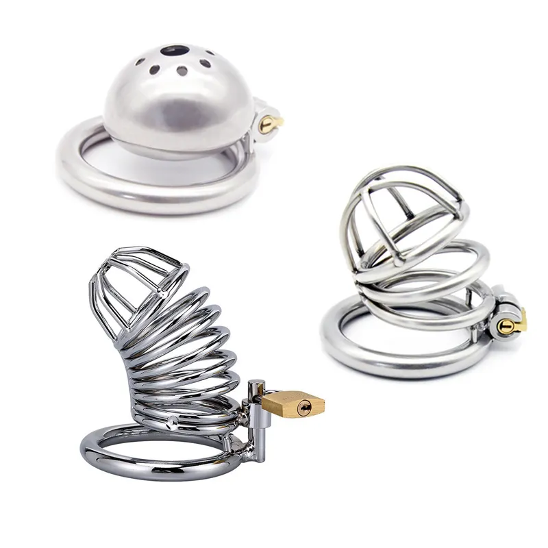 Massage 3 Styles Stainless Steel 3 Size Bird Cock Cage Lock Adult Game Metal Male Belt Device Penis Ring Sex Toy For Men4176047