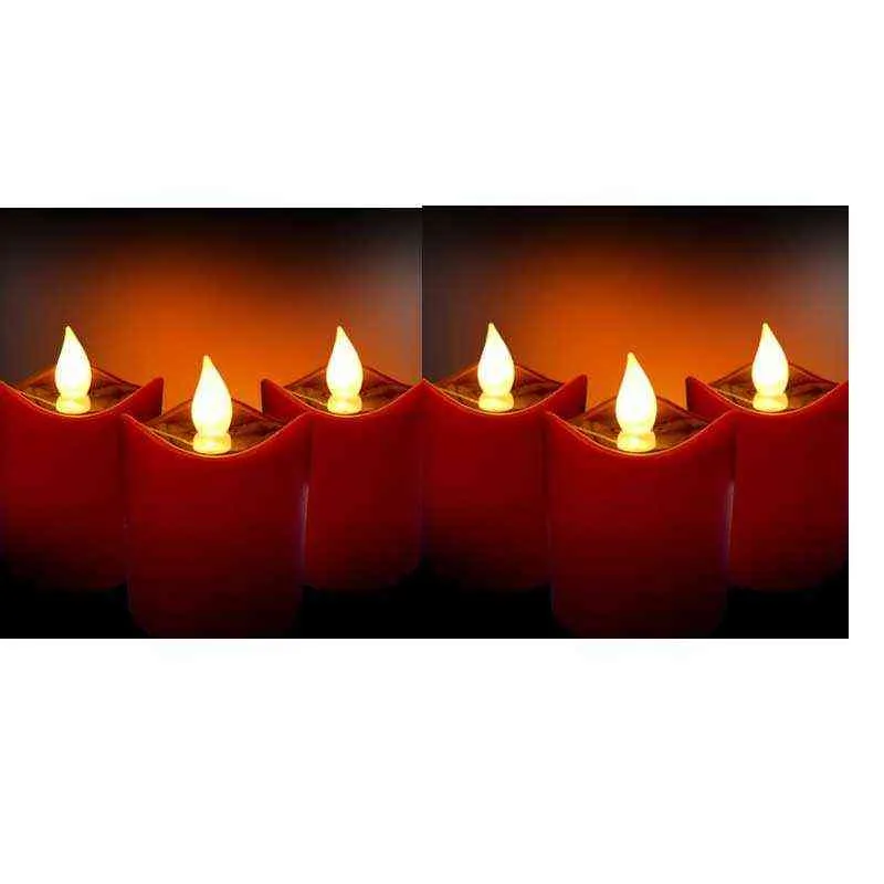 3 or 2.2 inch Red Color Solar Powered LED Tea Light,Flameless Flickering Yellow/Warm White Plastic Fake Candles H1222