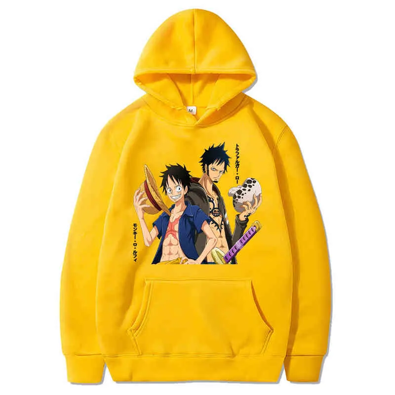 Anime um pedaço de capuz homens e mulheres harajuku pulôver impresso luffy moletom manga longa solta streetwear hoodie tops h1227