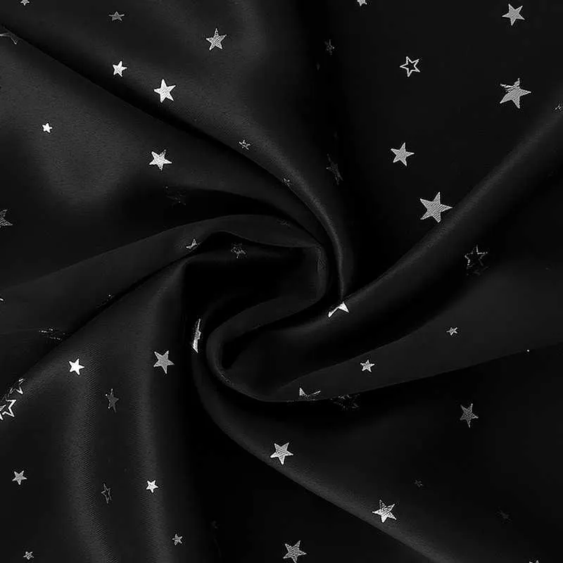 Szary czarny gwiazda drukowana kurtyna dla dzieci dzieci chłopcy przedszkola przedszkola francuski okno Cortinas P123C 210712