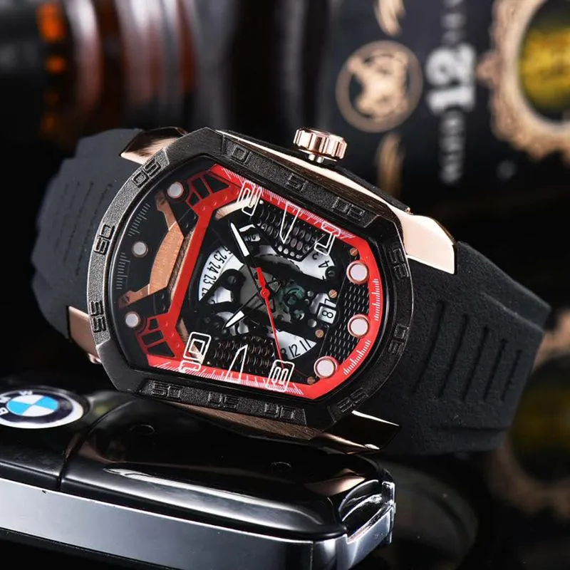 Wielofunkcyjny zegarek na czas, sześciopinowy pusty zegarki męskie Watche Unikalne kreatywne kalendarz silikonowy pasek luksusowy mężczyzna na rękę