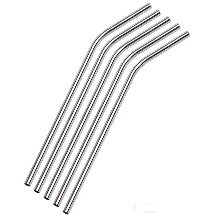 DHL ship Stainless Steel Straw Drinking Straight Curved Straws 8.5" Reusable ECO Metal Drink Straws Bar Drinks Party Stag